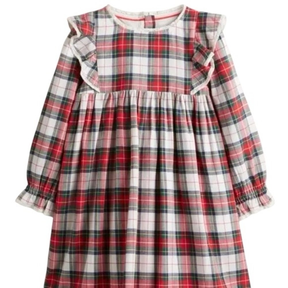 Mini Boden Girls Dress - Ivory/Red Check, Size 7/8Y (EUC, Holiday Ready!)